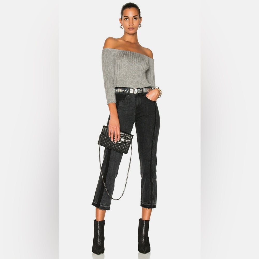 Rag & Bone Two Tone Crop Jeans Black Magnolia Size 27